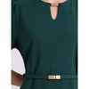 INSPIRE CHIC Women's Elegant A-Line Choker V Neck Belted Wear to Work Fit and Flare Dress - 4 of 4