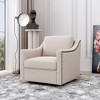 Lyngins 360° Swivel Barrel Accent Chair, Cotton & Linen Fabric Armchair, Antique Brass Nailhead Trim Sofa Chair, Ergonomic Living Room Swivel Chair - 2 of 4