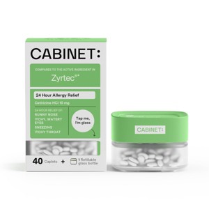 Cabinet Health 24hr Allergy Relief Cetirizine HCl 10mg Refillable Glass Bottle - 40ct - 1 of 4