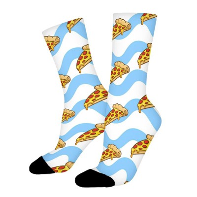 Pizza Pattern Women Printed Crew Socks Funny Funky Socks Soft Polyester Novelty Gifts for Artists Men