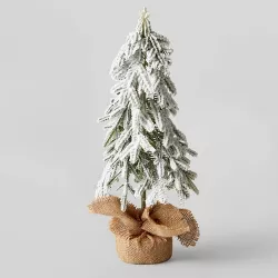 14" Unlit Downswept Lightly Flocked Mini Artificial Christmas Tree with Burlap Wrapped Base - Wondershop™