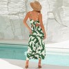 Women's Blue and White Abstract Floral Print Maxi Dress with Side Slit - Cupshe - 2 of 4