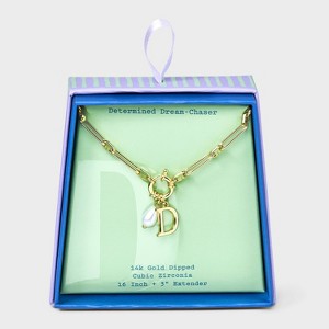 14K Gold Dipped Pearl Charm on Chain Initial Necklace - A New Day Gold - 1 of 4