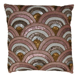 Saro Lifestyle Beaded Scallop  Decorative Pillow Cover, Pink, 16" - 1 of 3