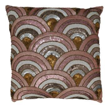 Saro Lifestyle Beaded Scallop Pillow - Down Filled, 16" Square, Pink