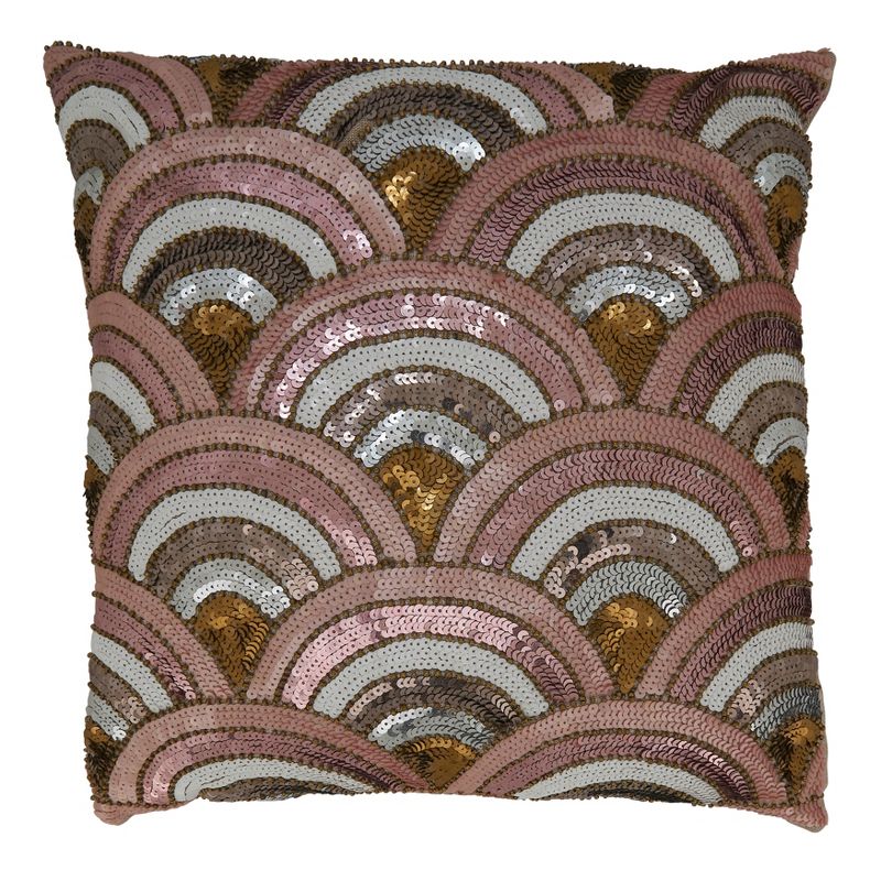 Saro Lifestyle Beaded Scallop Pillow - Down Filled, 16" Square, Pink, 1 of 4