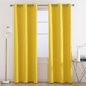 Deconovo Gold Wave Line and Dots Curtain Panel Pair(2 Panel) - 1 of 4