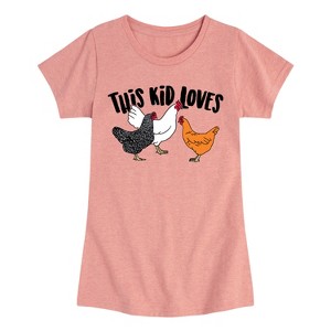 Girls' - Instant Message - This Kid Loves Chickens Fitted Short Sleeve Graphic T-Shirt - 1 of 4