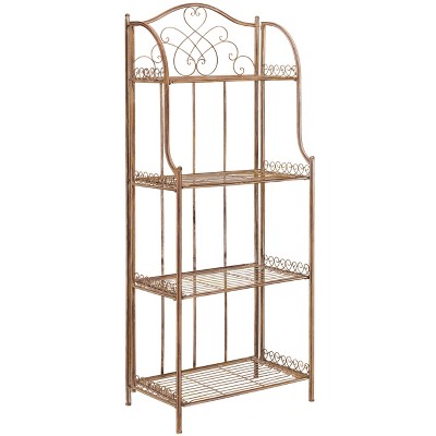 Amaris Rusty Orange Iron 4-Tier Outdoor Baker's Rack