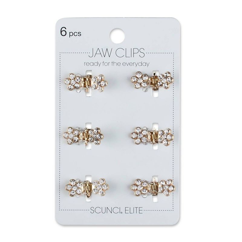 sc&#252;nci Elite Crystal Embellished Floral Mini Claw Clips - Gold- All Hair - 6pcs, 1 of 6