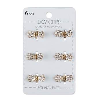 scünci Elite Crystal Embellished Floral Mini Claw Clips - Gold- All Hair - 6pcs