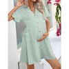 Womens Maternity Dress Swiss Dot V Neck Short Sleeve Button Down Summer Casual Baby Shower Mini Dresses - 3 of 4