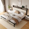 Hrinhom King Size Bed Frame with Charging Station and Metal Slats Supports, No Box Spring Needed - 2 of 4