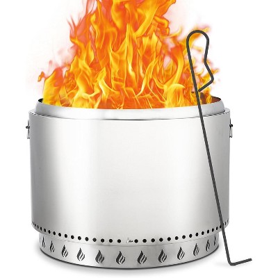 Acekool 27" Smokeless Stainless Steel Fire Pit with Removable Stand & Ash Pan, Outdoor Wood Burning Firepit