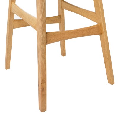 Light Beige Upholstered Backless Wood Barstools, Set of 2