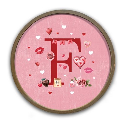Creative Products Valentine Things Monogram Round Brown Framed Print