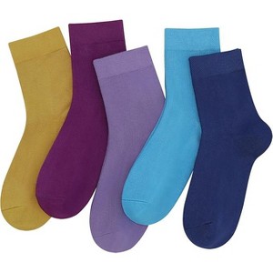 SERISIMPLE Women Thin Viscose Bamboo Socks Crew Lightweight Above Ankle Casual Dress Sock 5 Pairs - 1 of 4