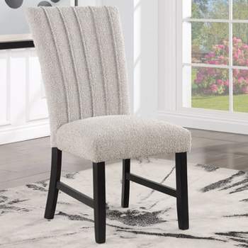 HOMES: Inside + Out Set of 2 Rosethorn Modern Boucle Upholstered Dining Chairs Gray