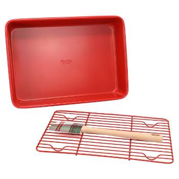 Martha Stewart 3 Piece Carbon Steel Bakeware Set in Red and Plaid