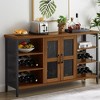 55 Inch Wine Bar Cabinet For Liquor Glasses Industrial Coffee Cabinet With Wine Rack Sideboard Buffet Cabinet For Dinning Room Living Room Oak Brown - 4 of 4