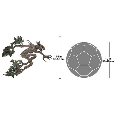 Hand-Painted Resin Tree Spirit Wall Sculpture in Dark Brown and Green