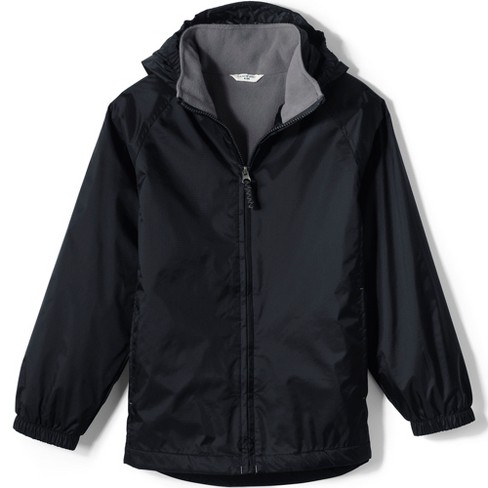 Lands' End School Uniform Kids Fleece Lined Rain Jacket - 2X Large - Black