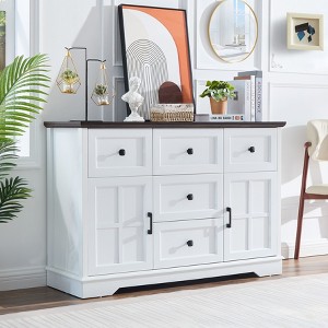 Farmhouse 5 - Drawers Dresser Organizer for Bedroom, Wood Rustic Wide Chest of Drawers - 1 of 4