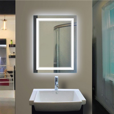 Dovelina Rectangle Bathroom Vanity Mirror with LED Lights Anti-Fog Large Wall Mirror - 31"x24"