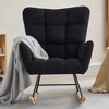 Rocking Chair, Faux Fur Upholstered Glider Rocker, Padded Cushioned Seat Rocking Accent Chair with High Backrest, Comfy Reading Chair - 3 of 4