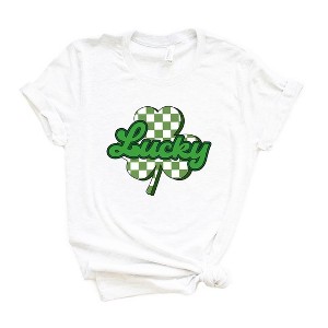 Simply Sage Market Women's Lucky Cursive Shamrock St. Patrick's Day Short Sleeve Graphic Tee - 1 of 3