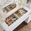 SinCiDo Vanity Tables with Large 35" HD Lighted Mirror, Fluted Makeup Vanity Desk with Glass Tabletop & Charging Station - 3 of 4