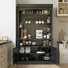 Coucheta Tall Coffee Hutch Coffee 72" Tall Bar Cabinet with LED Lights Farmhouse Buffet Cabinet with Storage Kitchen Sideboard - 3 of 4