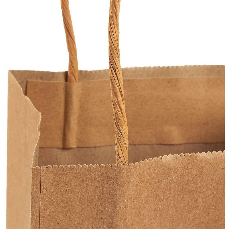 Juvale 12 Pack Small Gift Bags with Handles, 5.3 x 3 x 8.5 Inch Bulk Kraft Paper Material Brown Bags for Party Favors, Goodies, 4 of 9