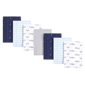 Hudson Baby Infant Boy Cotton Flannel Burp Cloths 7pk, Shark, One Size - 1 of 1