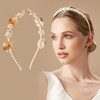Unique Bargains Women's Cute Faux Pearl Headbands Gold Tone 1 Pc - 2 of 4