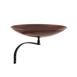 12" Burnt Copper Birdbath with Wall Mount Bracket Antique Finish - Achla Designs: Steel, Weather-Resistant, No Assembly Required - 1 of 4