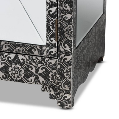 Wycliff Silver Luxe Mirrored Glass 24" Industrial Sideboard