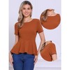 INSPIRE CHIC Women's Short Sleeve Round Neck Stretch Business Classic Peplum Top - 2 of 4
