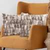 Cheer Collection Luxuriously Soft Faux Fur Throw Pillow With Inserts, Set of 2 - Marble Brown - 2 of 4