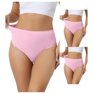 Allegra K Women's High Waist Tummy Control Stretch T-back Breathable Comfortable Thongs 3 Packs - 1 of 4