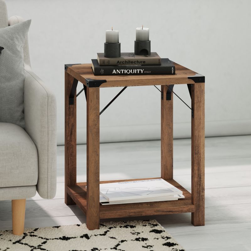 Emma and Oliver Engineered Wood Modern Farmhouse End Table with Metal Accents, 3 of 11