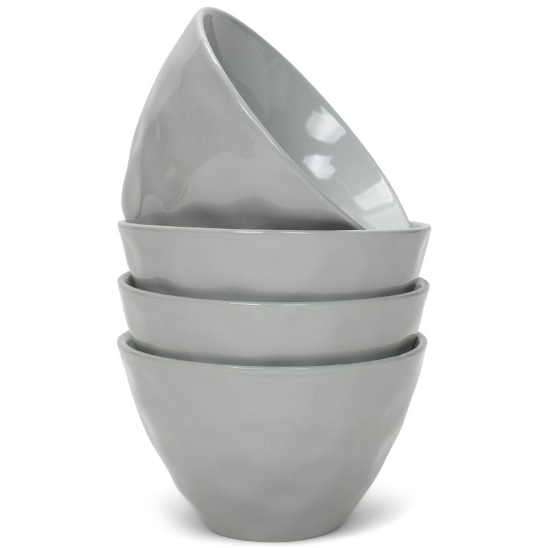 Elanze Designs Dimpled Ceramic 5.5 inch Contemporary Serving Bowls Set of 4, Cool Grey, 1 of 7