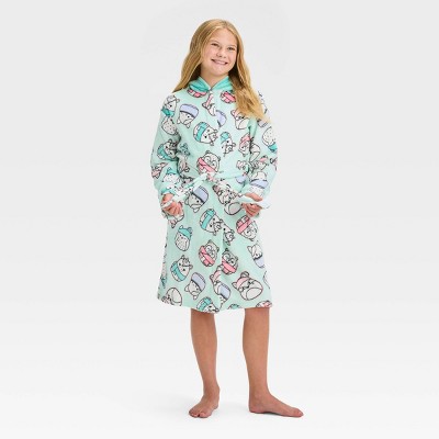 Girls' Squishmallows Hooded Robe - Aqua Green S