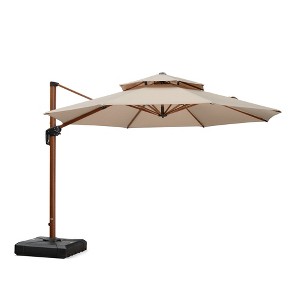 PURPLE LEAF Outdoor Umbrella with Base Patio Round Large Cantilever Umbrella Windproof Offset Heavy Duty Sun Umbrella for Garden Deck Pool - 1 of 4