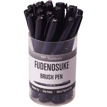 Tombow Fudenosuke Fine Tip Brush Pen Cup 20/Pkg-Black