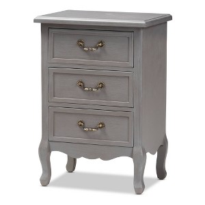3 Drawer Capucine Finished Wood Nightstand Gray - Baxton Studio - 1 of 4