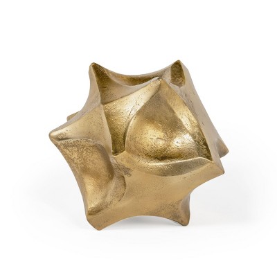 HomeRoots 5" Gold Aluminum Faceted Orb Tabletop Sculpture