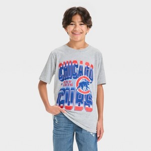 Boys' MLB Chicago Cubs Short Sleeve Graphic T-Shirt - Gray - 1 of 4