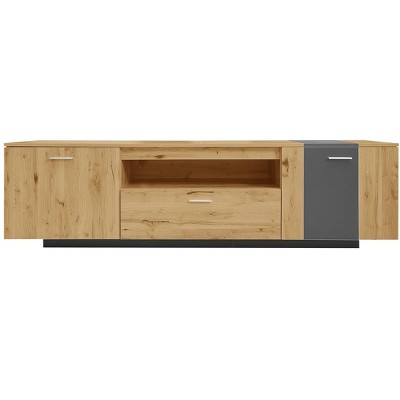 NicBex TV Stands for Living Room,Modern Entertainment Center with Cabinets and Open Shelves,TV Console for Living Room, Bedroom, Home,Natural