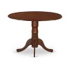 East West Furniture, 3 Piece Dining Table Set Consists of a Round Kitchen Table with Dropleaf and 2 Parson Chairs, Mahogany - 4 of 4